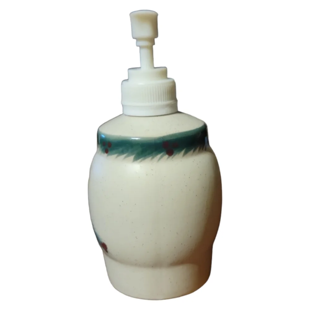 Vtg Ceramic Pump Bathroom Soap Dispenser Abstract Art Pine Tree Cones